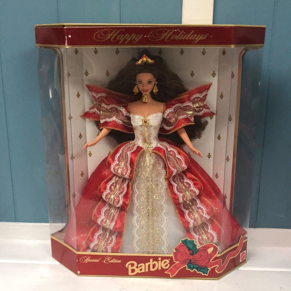 Vtg 1997 Mattel Barbie Doll‎ Happy Holidays Special Edition Christmas Red Gown